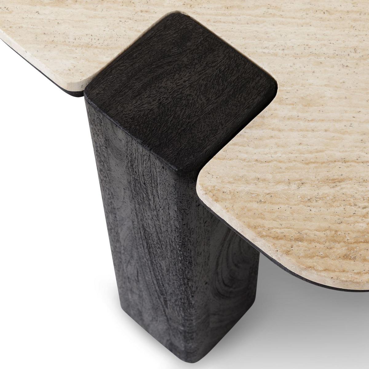 COUCHTISCH DELHI beige/schwarz - Beige/Schwarz, Holz/Naturmaterialen (50/50/43cm) - IDIMEX