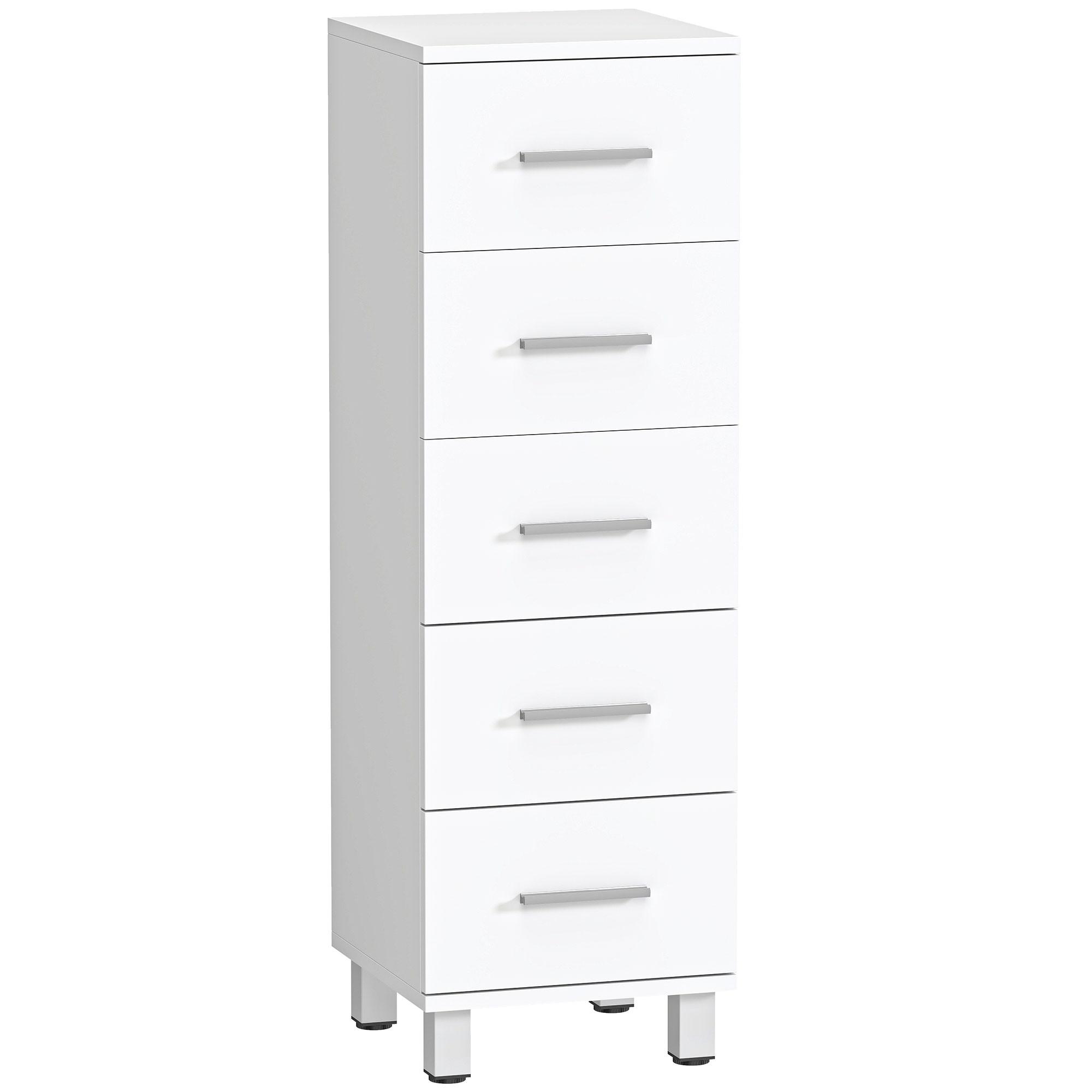 KOMMODE Spanplatte Weiß - Silberfarben/Weiß, Holzwerkstoff/Metall (30/95/30cm) - HOMCOM
