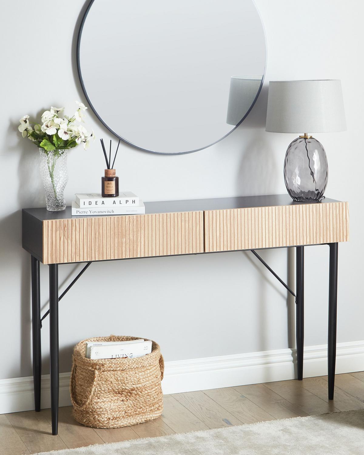 KONSOLENTISCH Schwarz/Braun Blythe - Schwarz/Braun, Holzwerkstoff (35/120/75cm) - Beliani