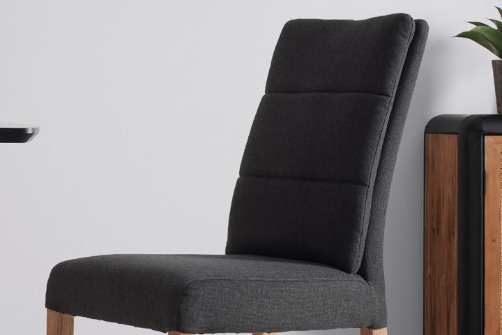 Stuhl anthrazit Webstoff Rückenlehne gepolstert Schaumstoff Sitzfläche Innenleben Schaumstoff
