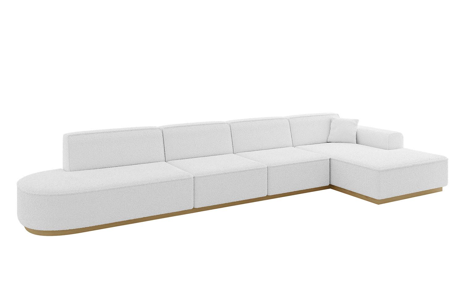 ECKSOFA Ottomane Rechts IREA-L3-v2 - 412x165x80 cm Weiß - Weiß, Holzwerkstoff/Textil (412/165cm) - ALTDECOR