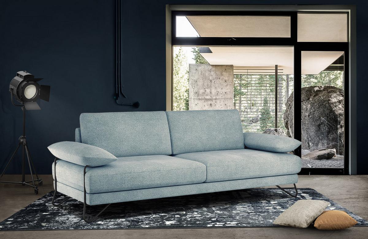 SOFA LORI 3-Sitzer, mintgrün - Schwarz/Mintgrün, Holzwerkstoff/Textil (245/87/96cm) - Wozimo