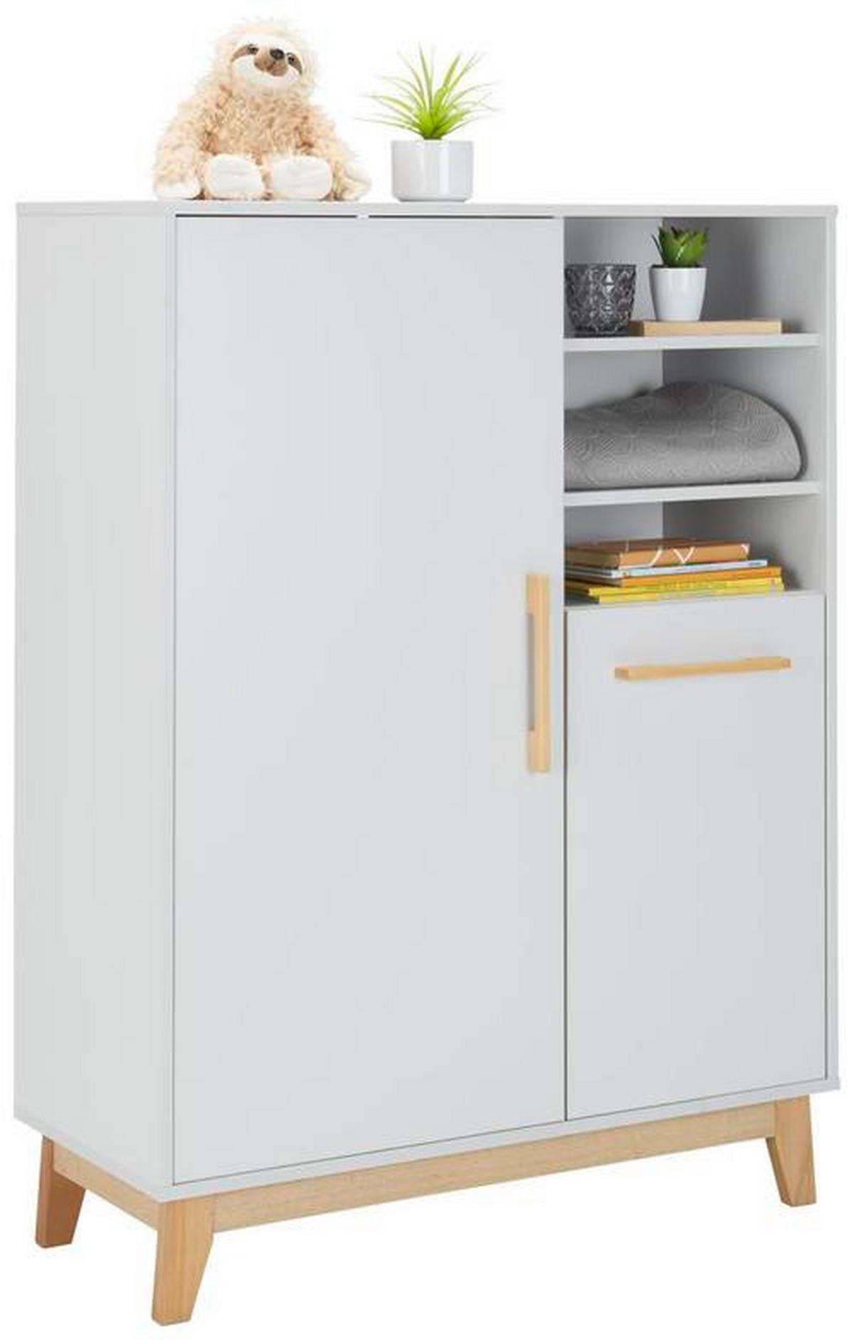 Highboard in Hellgrau - Buchefarben/Hellgrau, Modern, Holzwerkstoff (93/130/40cm) - Roba