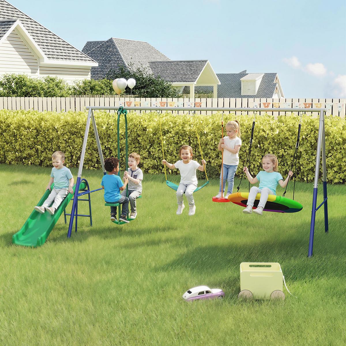 SCHAUKELGESTELL Stahl HDPE Mehrfarbig - Multicolor, Metall (196/203/382cm) - AIYAPLAY