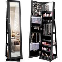 SCHMUCKSCHRANK 161cm Schwarz - Schwarz, Holz (39/161/39cm) - COSTWAY