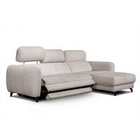 ECKSOFA SVEN 3-Sitzer, 1 Relax XL, verstellbare Kopfstützen, creme - Creme/Schwarz, Holzwerkstoff/Textil (256/163cm) - Wozimo