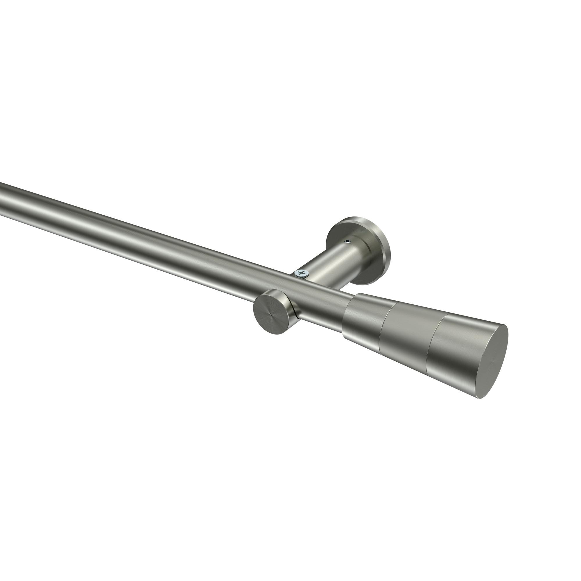 GARDINENSTANGE Platon Tanara 360 cm (geteilt in 2 x 180 cm), 1-läufig (ohne Ringe), 20 mm Ø Edelstahl-Optik - Edelstahlfarben/Silberfarben, Metall (360cm) - INTERDECO