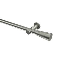 GARDINENSTANGE Platon Tanara 360 cm (geteilt in 2 x 180 cm), 1-läufig (ohne Ringe), 20 mm Ø Edelstahl-Optik - Edelstahlfarben/Silberfarben, Metall (360cm) - INTERDECO