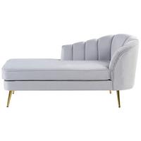 CHAISELONGUE Samtstoff hellgrau rechtsseitig Allier - Goldfarben/Grau, Textil (150/75/76cm) - Beliani