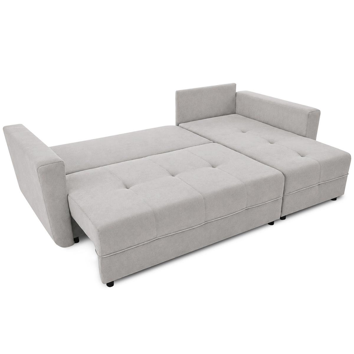 ECKSCHLAFSOFA Verona mit Bettkasten und universeller Ottomane 240 cm, Beige - Beige, Textil (240/148cm) - Beautysofa
