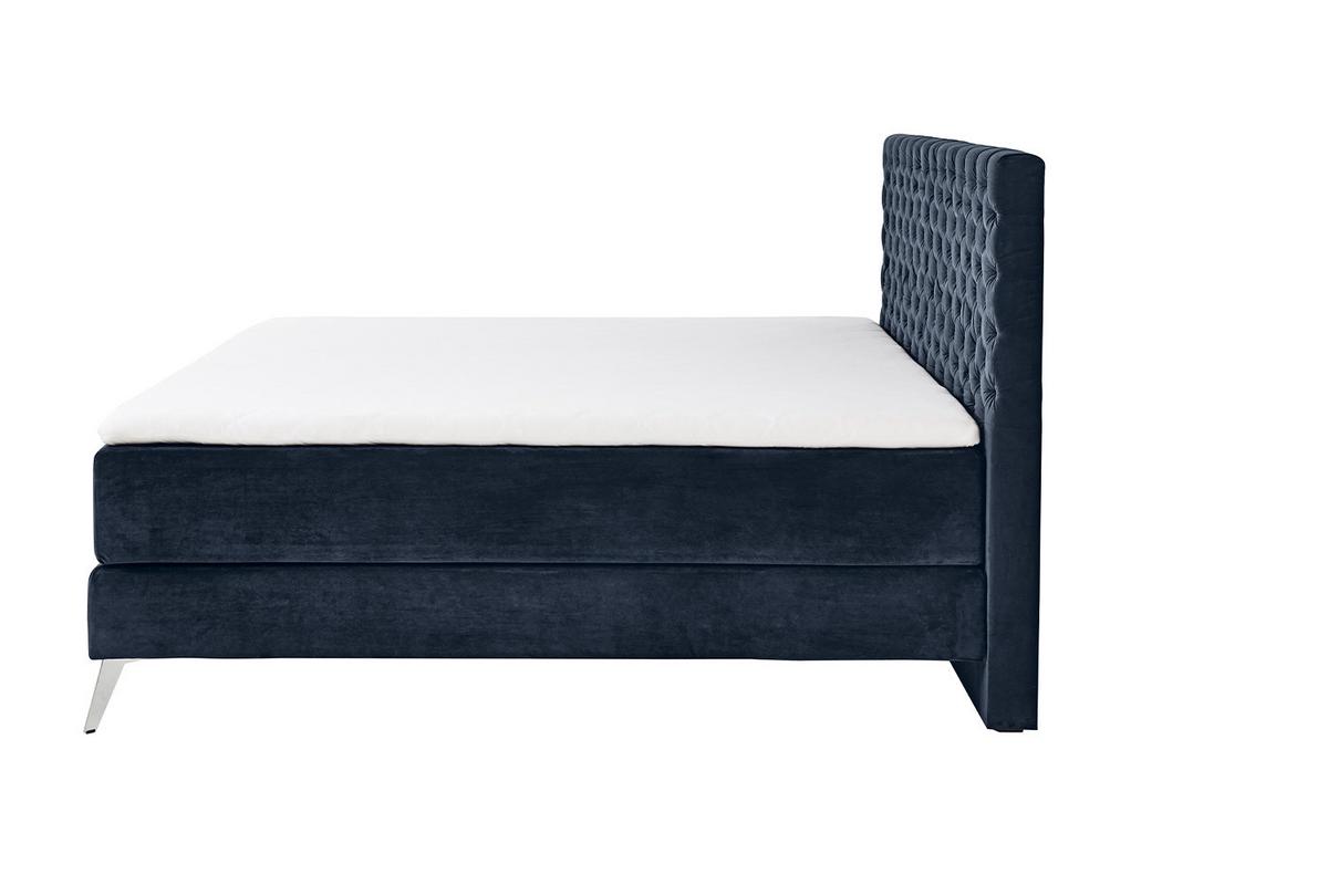 BOXSPRINGBETT SINDAR Blau Webstoff - Dunkelblau, Textil (160/200cm) - KAWOLA