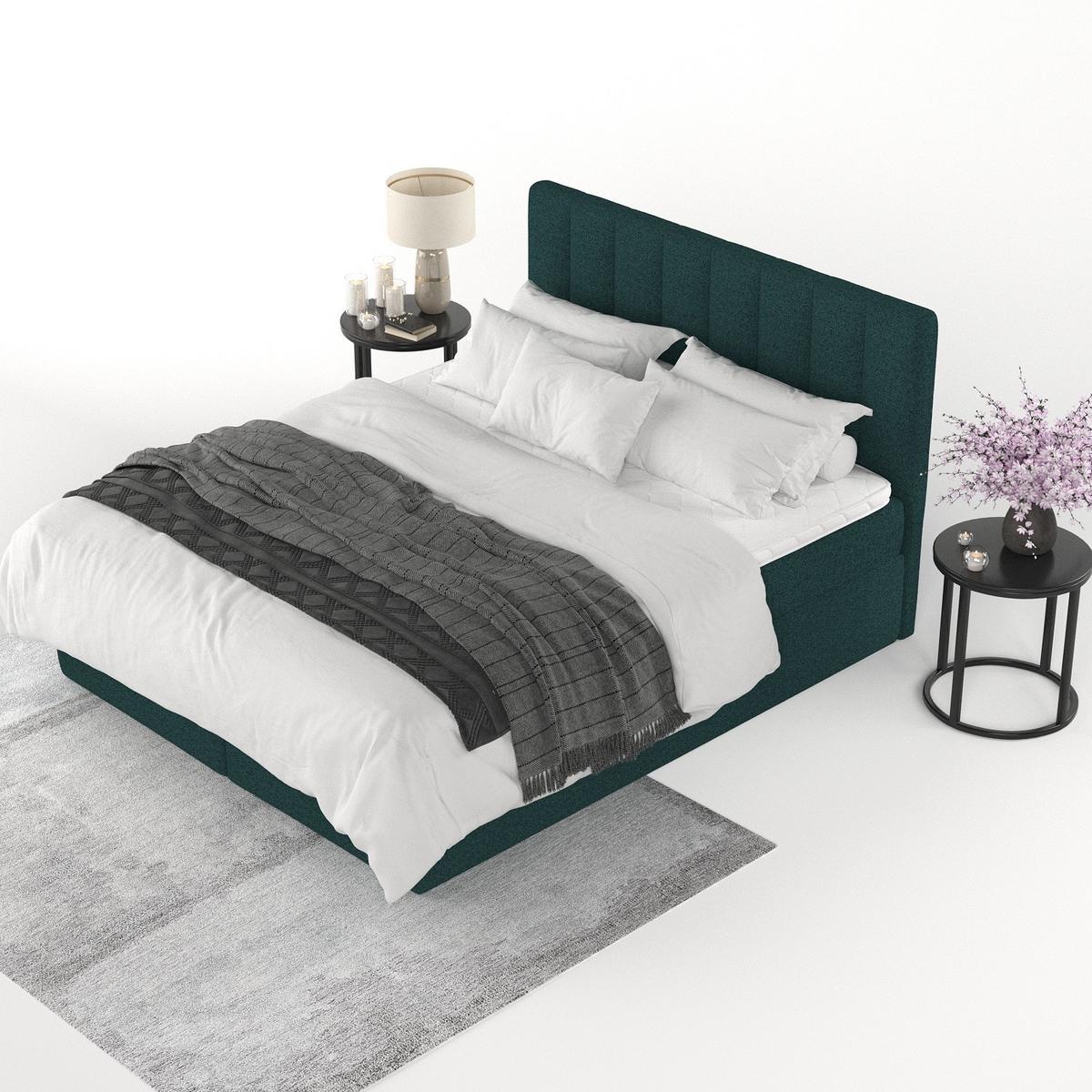 BOXBETT Lusso 200/200 cm Grün im Riva Stoff - Schwarz/Grün, Holz/Holzwerkstoff (200/200cm) - AltaBeds