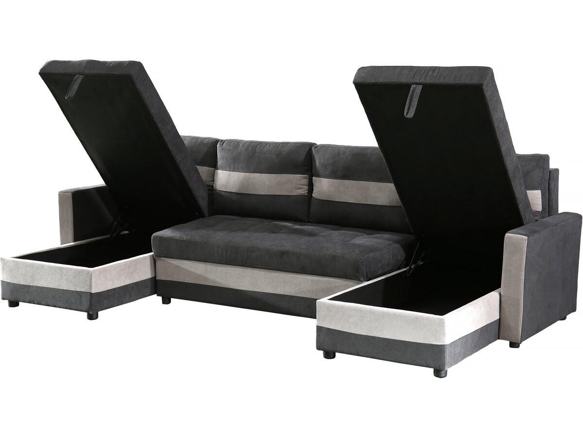 ECKSOFA antoine Dunkelgrau / Hellgrau. - Grau, Textil (140/290cm) - Habitat Garten