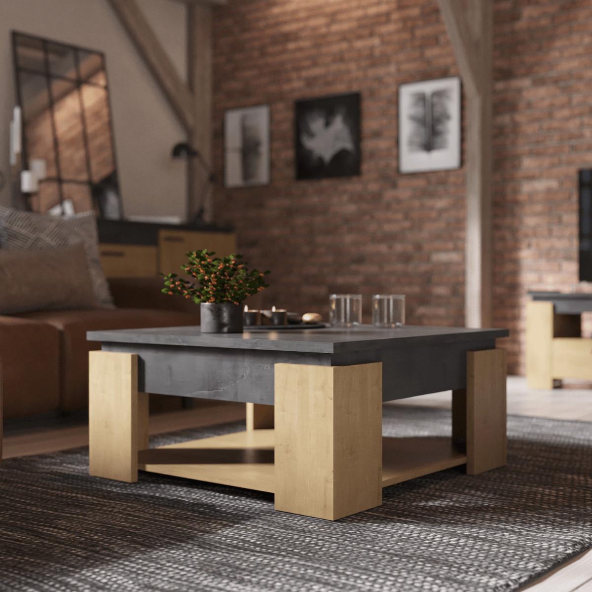 COUCHTISCH - austin 80/80/37,2 cm - Eschefarben, Holzwerkstoff (80.8/80/37.2cm) - Calicosy