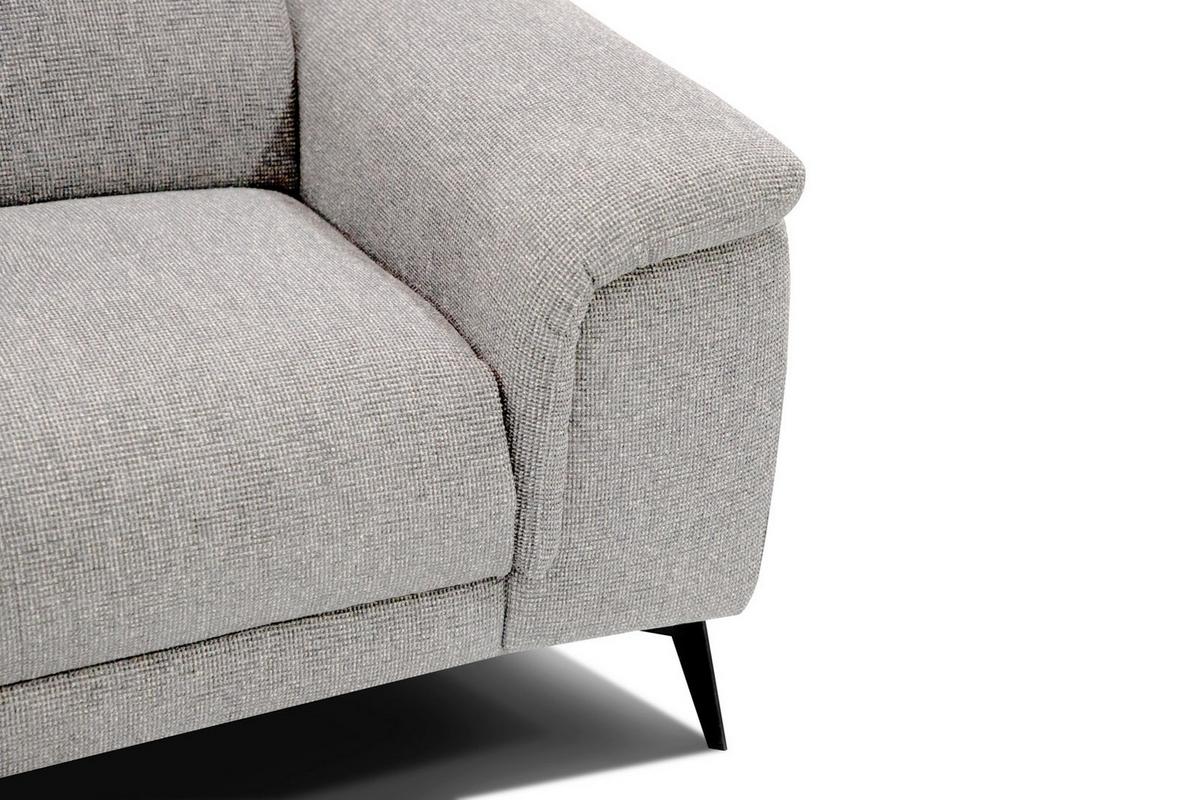 RELAXSOFA FIERO 3-Sitzer mit 1 Relaxfunktion, hellgrau - Hellgrau/Schwarz, Holzwerkstoff/Textil (212/82/103cm) - Wozimo