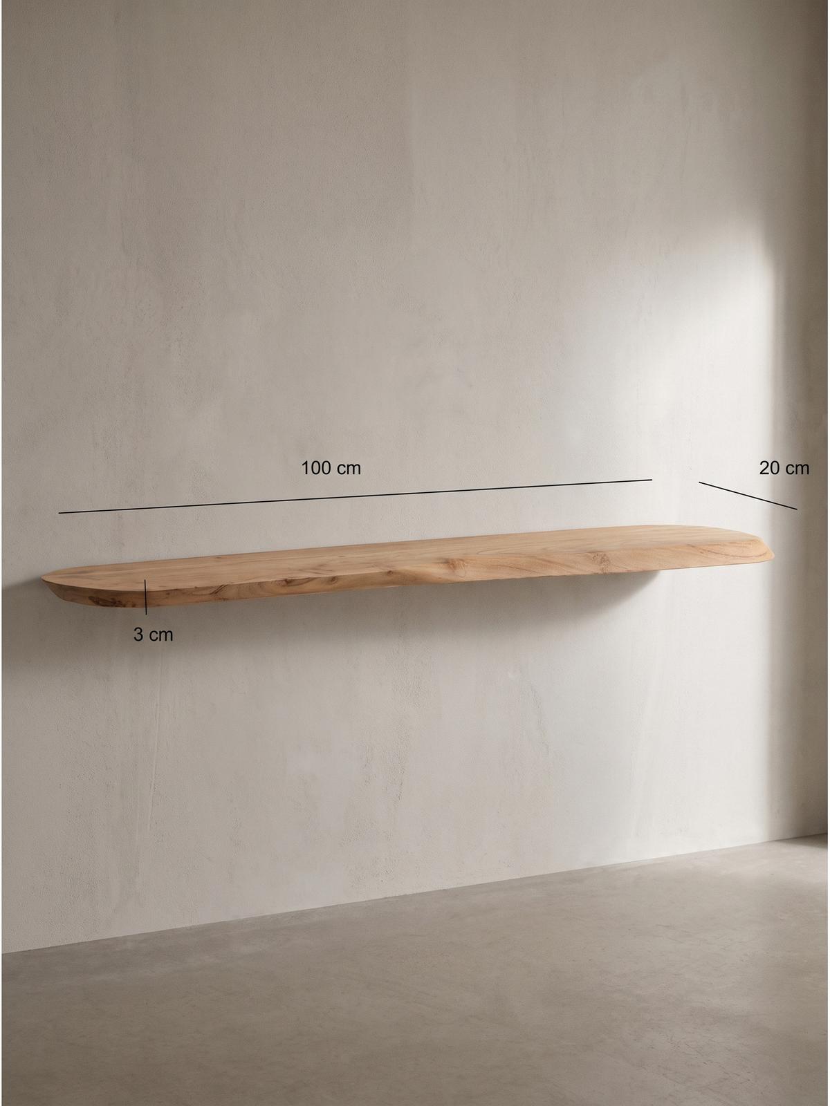 WANDREGAL ARANDA, Akazie Massivholz, handgefertigt, 100 x 20 x 3 cm - Akaziefarben, Holz (100/3/20cm) - KADIMA DESIGN