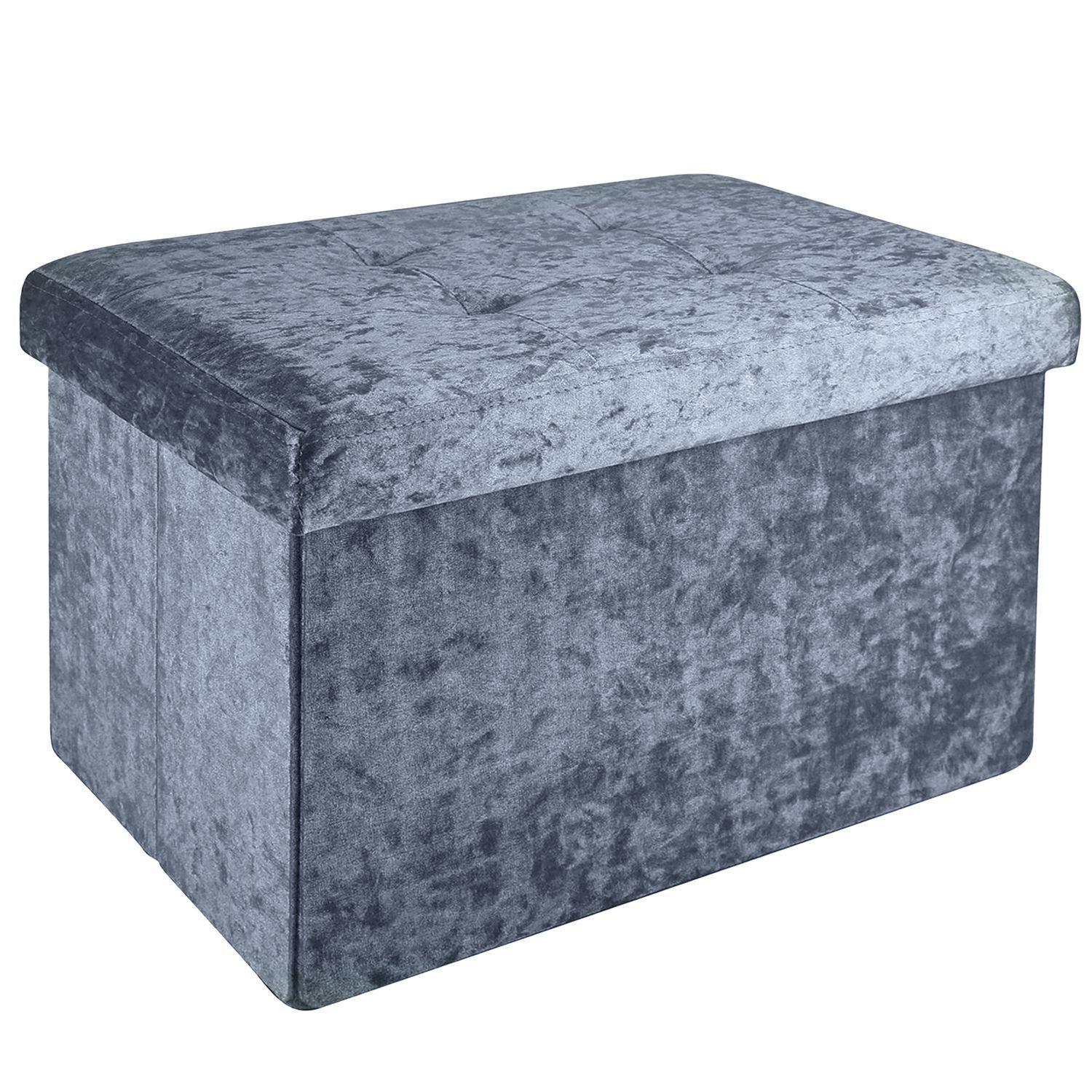 SITZBANK Faltbar mit Samtbezug 49/30/30 cm (Grau) - Grau, Karton (30/30/49cm) - Intirilife