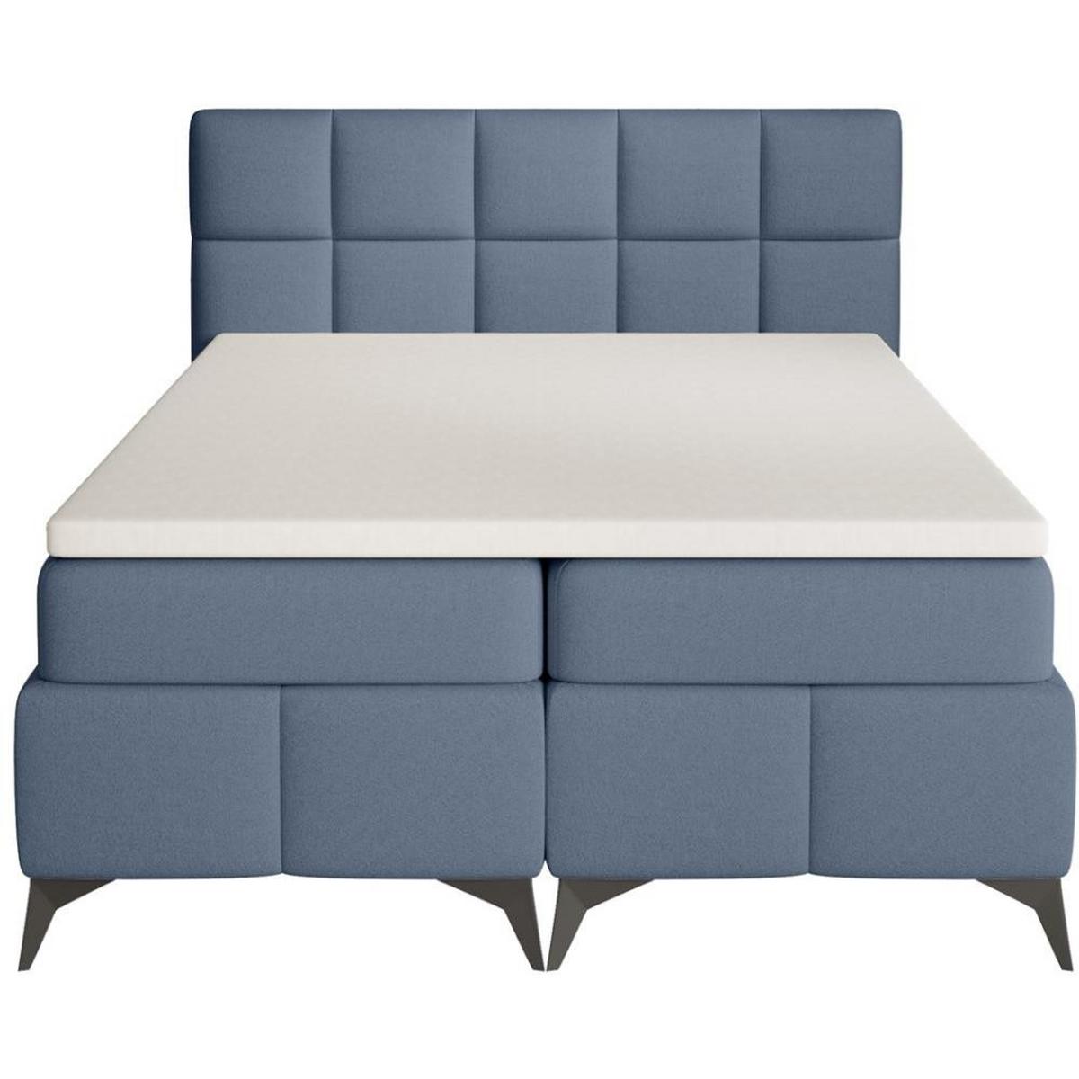 BOXBETT Solido mit Bettkasten 140x200 cm blau - Blau/Schwarz, Textil/Metall (140/200cm) - Beautysofa