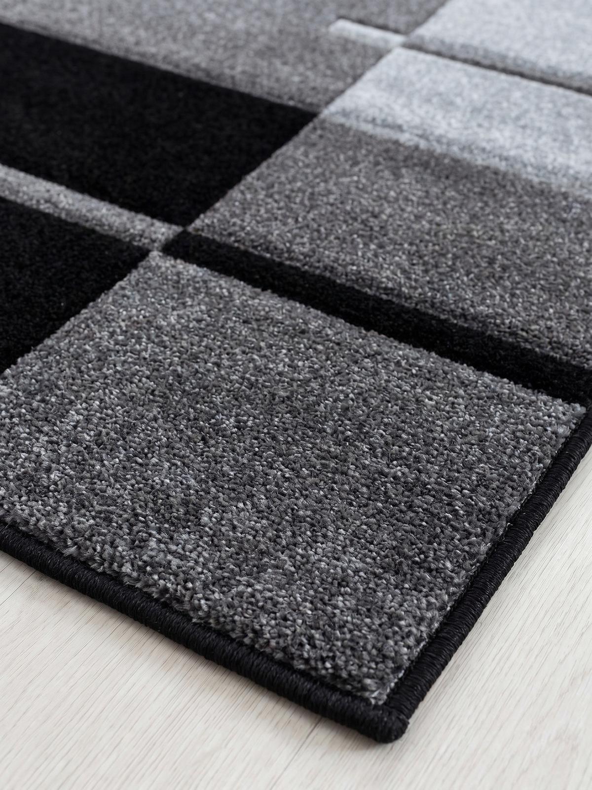KURZFLORTEPPICH LATEMAR, kariert, Grau, 80 x 150 cm - Grau, Textil (150/80cm) - KADIMA DESIGN