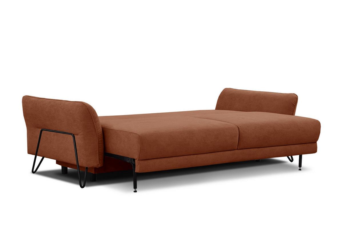 SOFA LOREM 3-Sitzer mit Schlaffunktion, dunkelorange - Dunkelorange/Schwarz, Holz/Textil (232/90/107cm) - Wozimo
