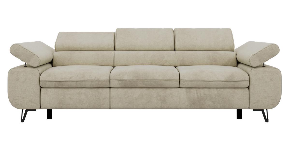 3-SITZER SOFA PETER - Beige Velvet - Beige/Schwarz, Textil/Metall (262/76/99cm) - MKS