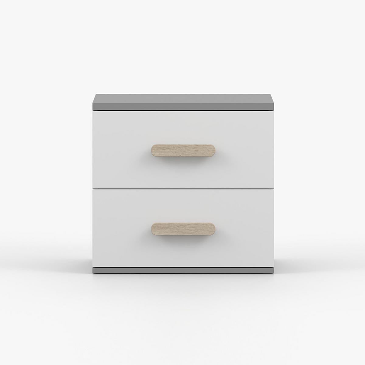 NACHTTISCH JONAS II 22, 55/51/44, 2 Schubladen, grau - Grau, Holzwerkstoff (55/44/51cm) - imoebel24