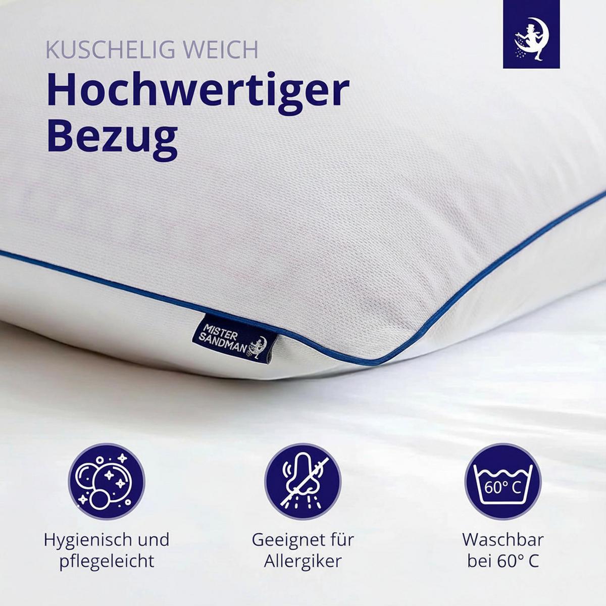 NACKENKISSEN Memory Foam 40x80 cm – ergonomisches Premium Kopfkissen mit kühlendem Bezug, formstabil & atmungsaktiv - Weiß, Textil (40/80cm) - Mister Sandman