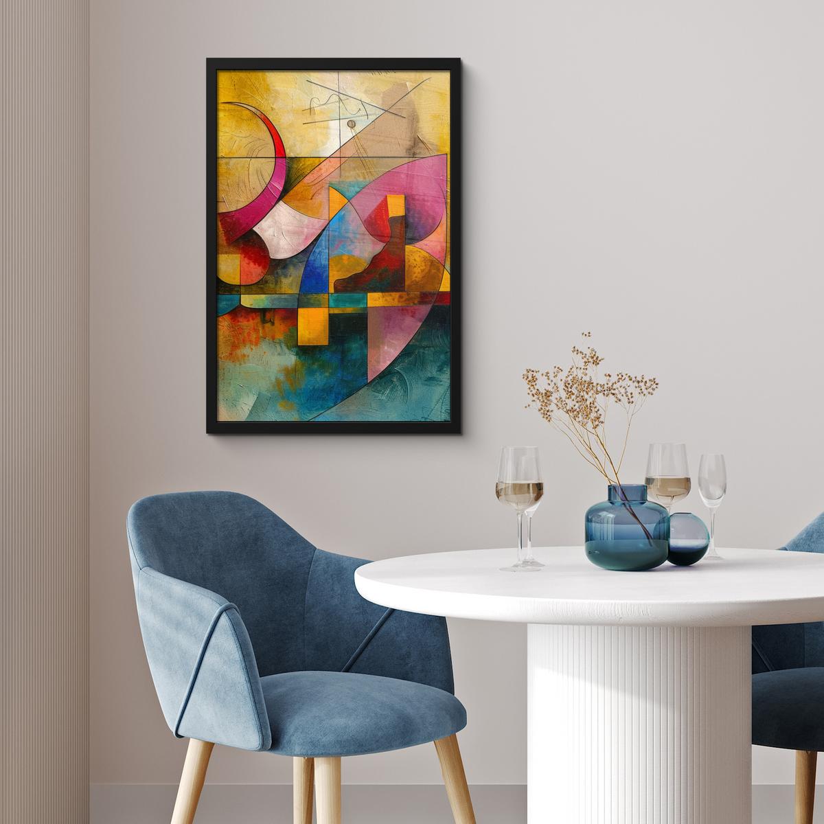 POSTER MIT RAHMENGERAHMTES BILD Kunst - Abstrakt - Modern Bilder mit Rahmen 40x60 cm - Gelb, Papier (40/60cm) - MuchoWow
