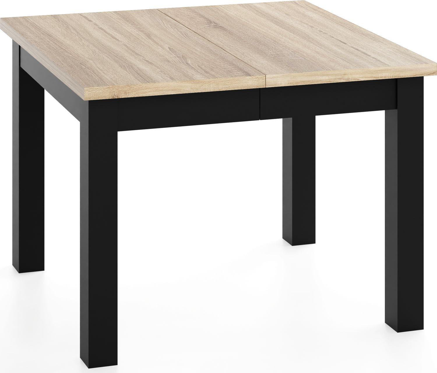 ESSTISCH Toren ausziehbar verlängerbar quadratisch, Eiche Sonoma Hellbraun 100-200/100/76.5 cm - Schwarz/Sonoma Eiche, Holz/Holzwerkstoff (100/200/76.5cm) - WFL GROUP