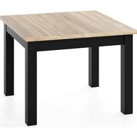 ESSTISCH Toren ausziehbar verlängerbar quadratisch, Eiche Sonoma Hellbraun 90-290/90/76.5 cm - Schwarz/Sonoma Eiche, Holz/Holzwerkstoff (90/290/76.5cm) - WFL GROUP