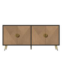 SIDEBOARD mit Rautenmuster-Türen – 160/40/40cm - Schwarz, Holzwerkstoff/Metall (160/75/40cm) - Urban Meuble