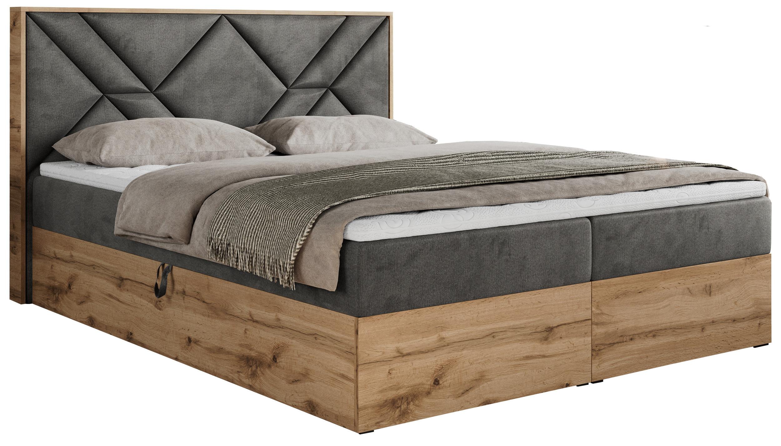 BOXBETT GUNAR - 200/200 Dunkelgrau Velvet - H4 - Dunkelgrau, Holz/Textil (200/200cm) - MKS