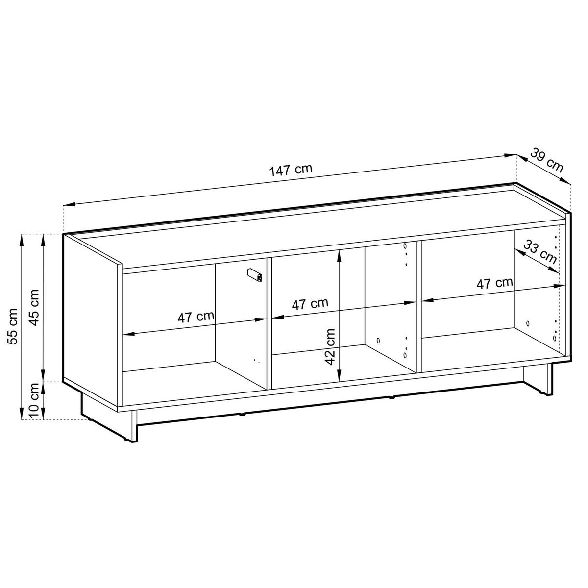 TV-LOWBOARD Yasumi 147 cm - Eichefarben, Holzwerkstoff (147/55/39cm) - Selsey