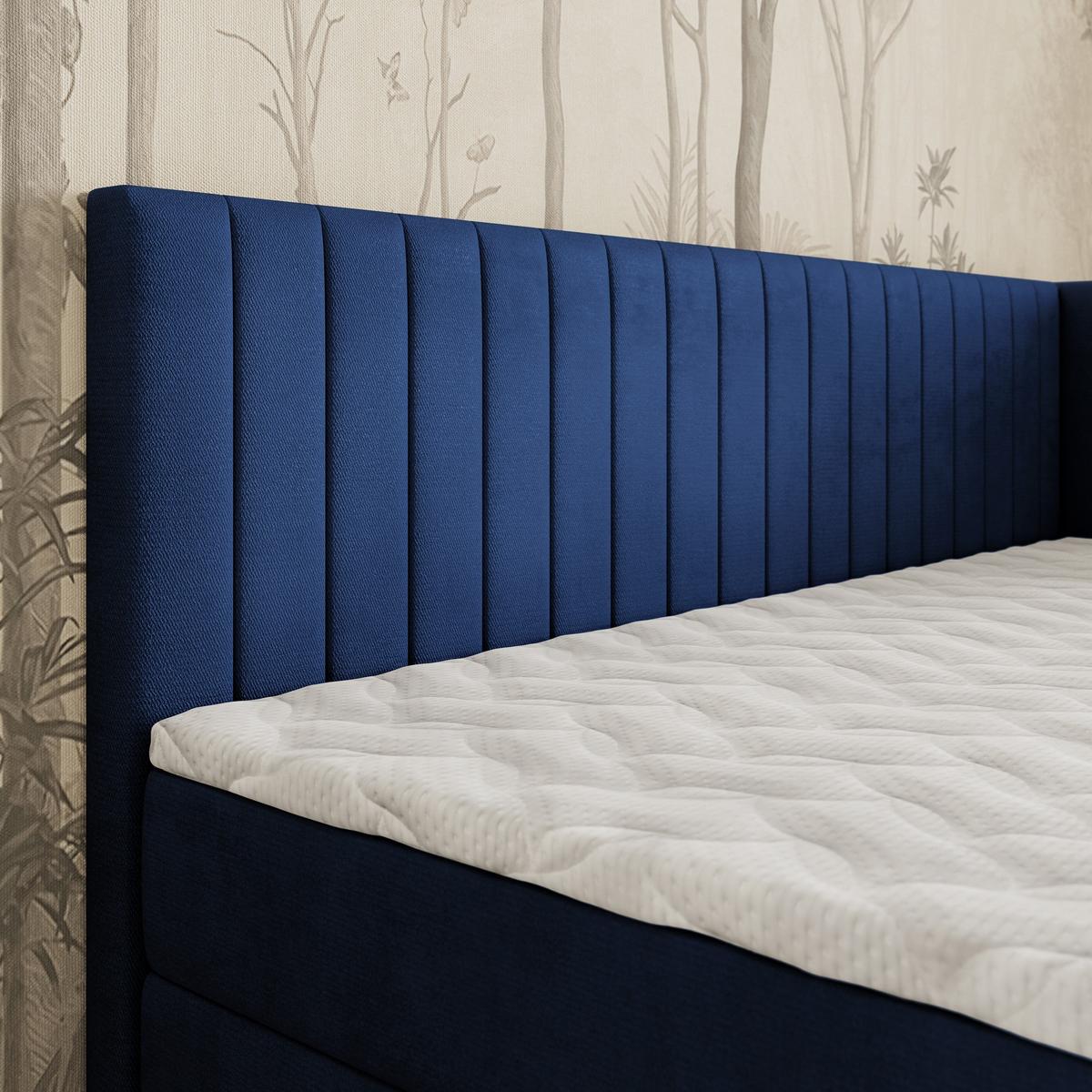 BOXBETT ARIS 100x200 cm mit Matratze und Topper, H2+H3 - Blau - Blau, Holz (100/200cm) - MASSENO
