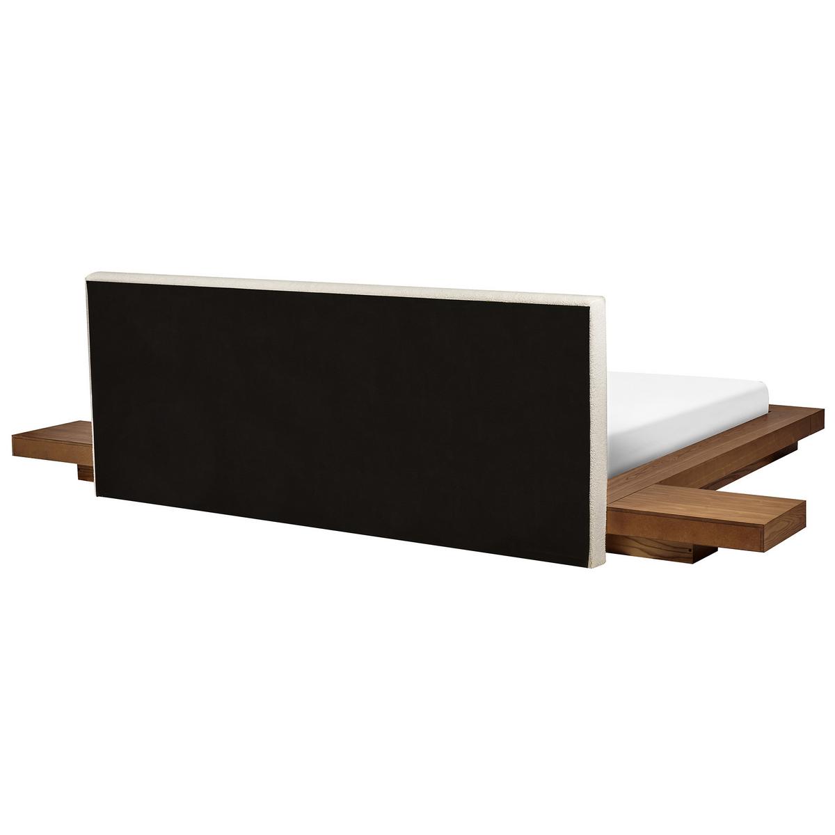 BETT mit LED 180/200 cm MDF-Platte Hellbraun Zen - Hellbraun, Holz (180/200cm) - Beliani