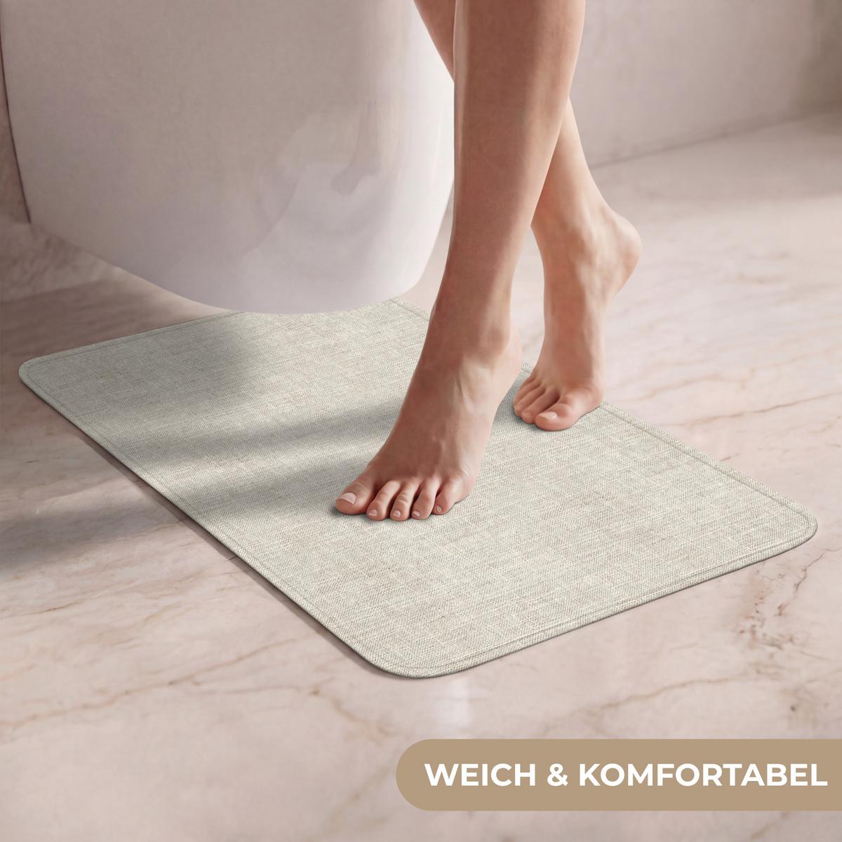 WC-VORLEGER Leinen - Textur - Beige WC Teppich 40x60 cm - Beige, Textil (40/1cm) - OnlyWow