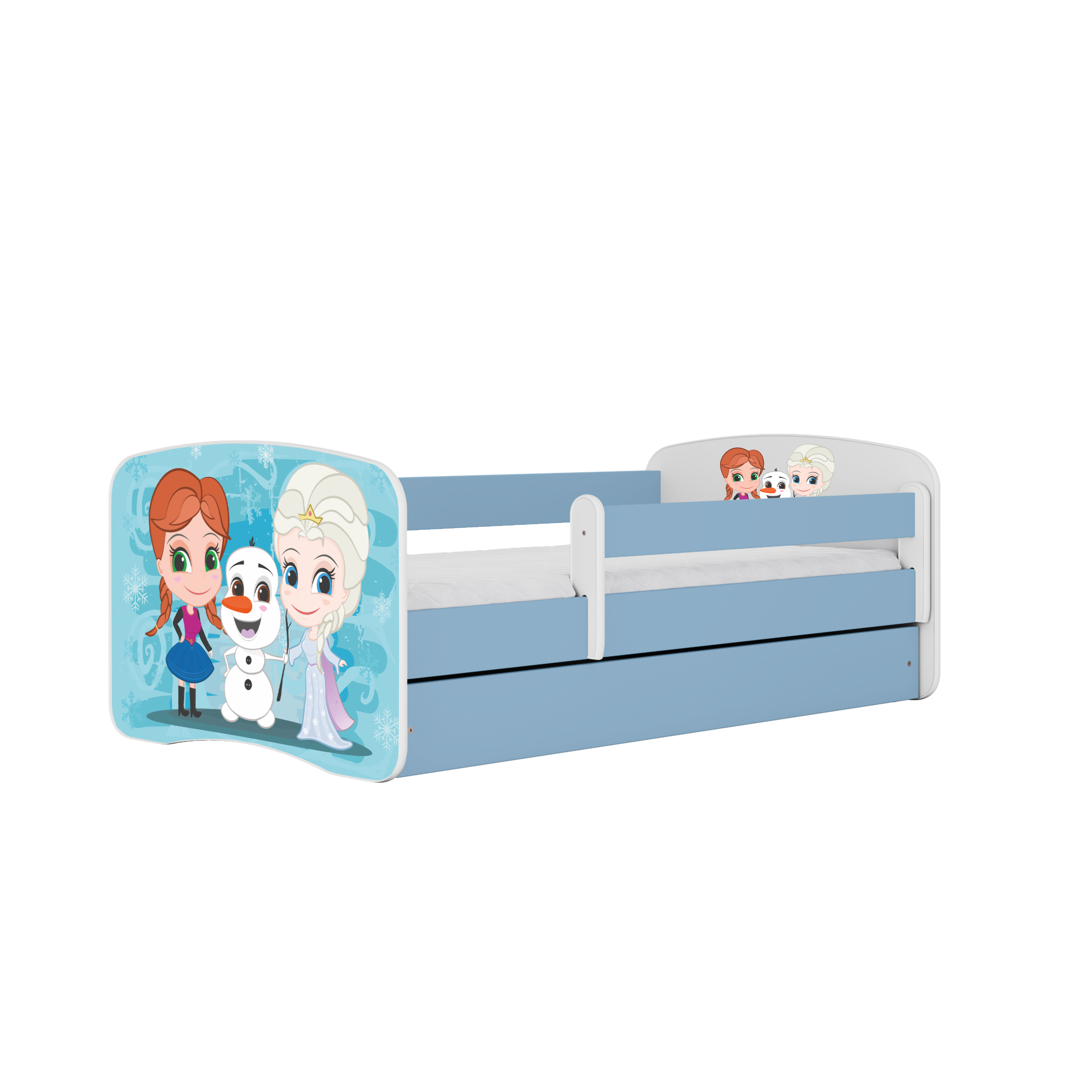 KINDERBETT mit Schublade Winterschwestern und Matratze 140/70 - Blau, Holzwerkstoff (70/140cm) - RAUMHIRSCH FURNITURE