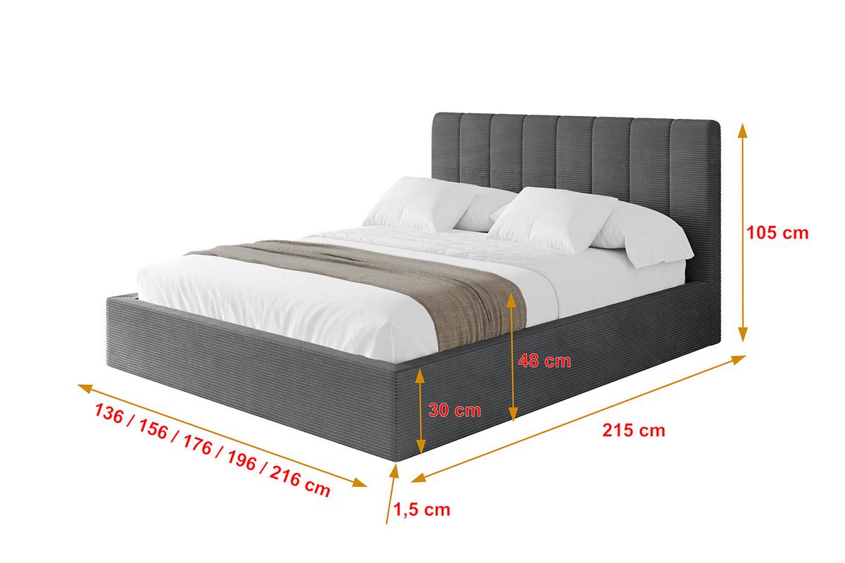 POLSTERBETT mit Bettkasten und Lattenrost, Bett mit Matratze H3/H4 - STERA 160x200 Dunkelgrau - Graphitfarben, Holzwerkstoff/Textil (160/200cm) - ALTDECOR