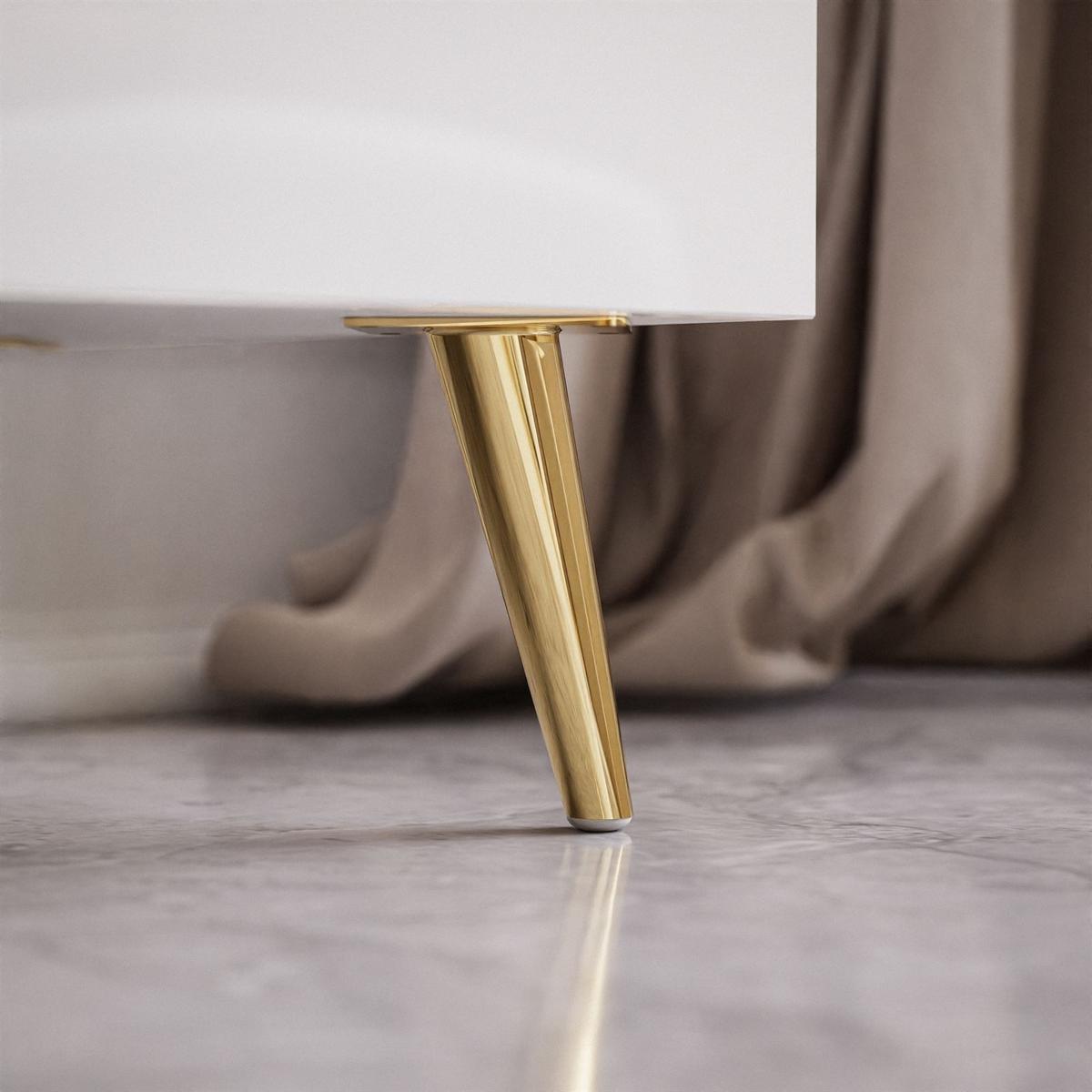 TV-ELEMENT ONYX AUF GOLDENEN BEINEN HOCHGLANZ 158 CM - Weiß, Holzwerkstoff (158/53/41.3cm) - Lookway