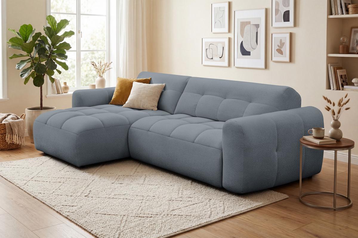 ECKSOFA LUMERO 4-Sitzer LINKS, graphitfarben - Graphitfarben/Schwarz, Holz/Textil (275/166cm) - Courtois Laville