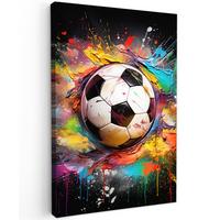 LEINWANDBILD Fußball - Farbe - Farben - Schwarz - Weiß Deko Groß 90x140 cm - Weiß, Textil (90/140cm) - MuchoWow