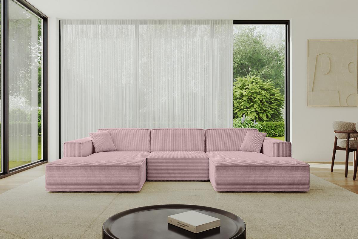 WOHNLANDSCHAFT IREA-U1-v4 - 301x165x77 cm Rosa - Rosa, Holzwerkstoff/Textil (301/77/165cm) - ALTDECOR
