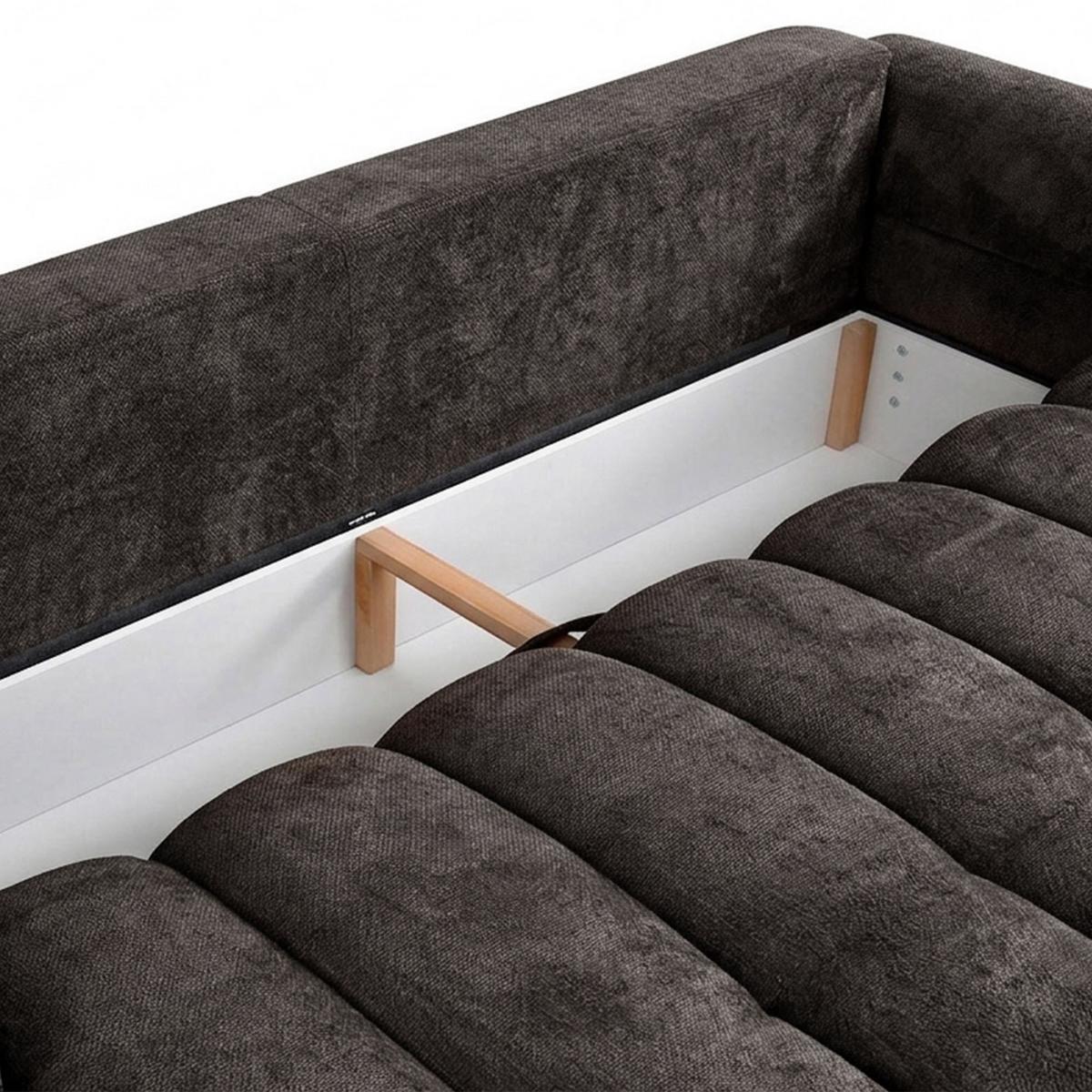 SCHLAFSOFA Mavi 3-Sitzer mit Schlaffunktion, Bettsofa Schlafcouch 195x145 cm, Braun - Braun, Textil (255/100/110cm) - Beautysofa