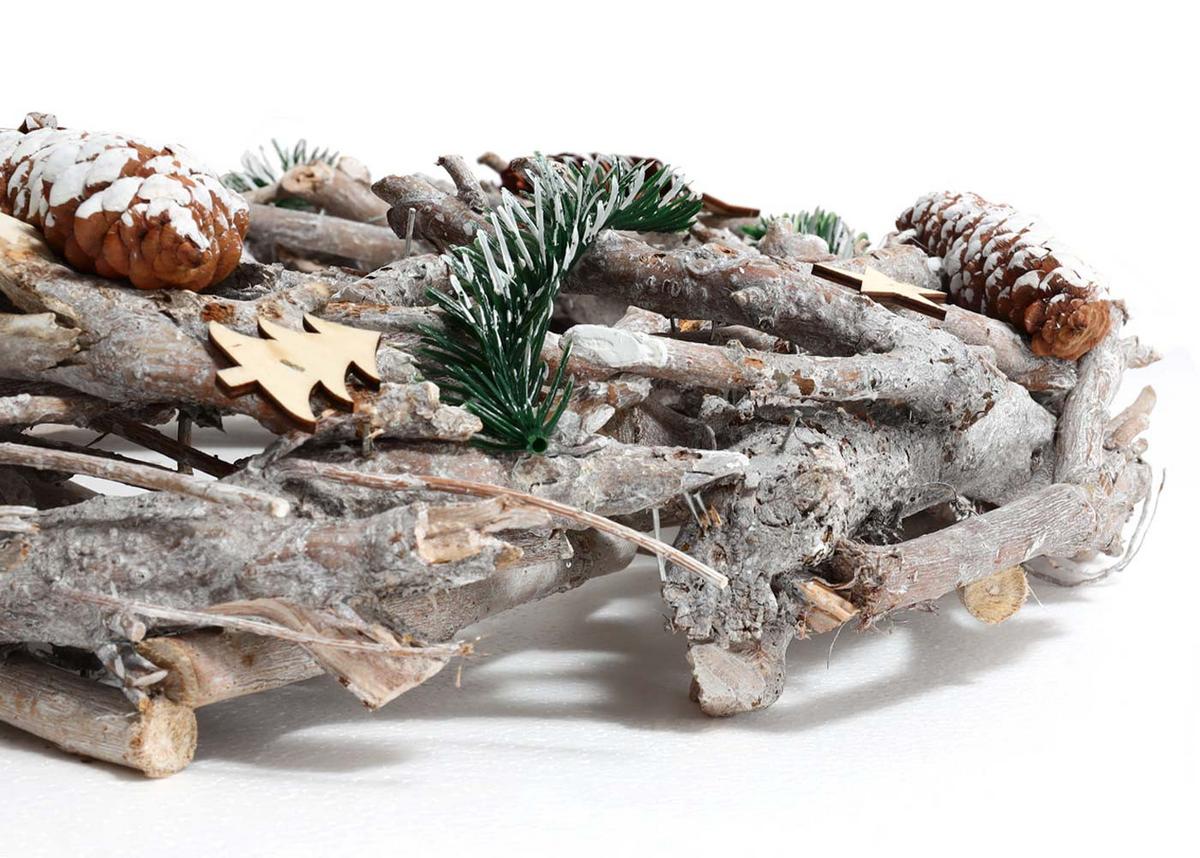 ADVENTSKRANZ XXL RUND OHNE KERZEN/HALTER Weiß, Rot - Rot/Weiß, Holz (11cm) - MCW