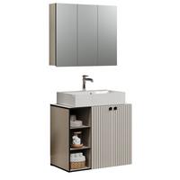 BADMÖBEL-SET Kaschmir, grau 90 x 186 cm 2-teilig, Badkombination in modernem Design - Schwarz/Grau, Glas/Holzwerkstoff (90/80/20cm) - Top.Furn