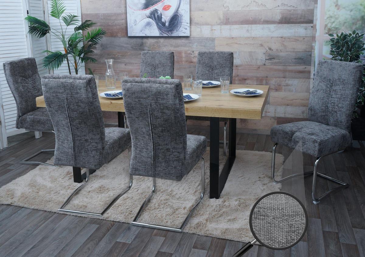 ESSZIMMERSTUHL Grau 6er-Set - Dunkelgrau/Grau, Textil (46/105/60cm) - MCW