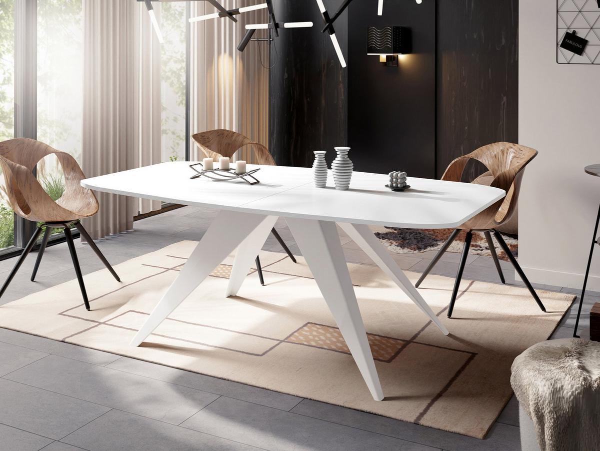 ESSTISCH Fatina rechteckig ausziehbar, Weiß 160-198/90/76 cm - Weiß, Holzwerkstoff/Metall (80/200/76cm) - WFL GROUP