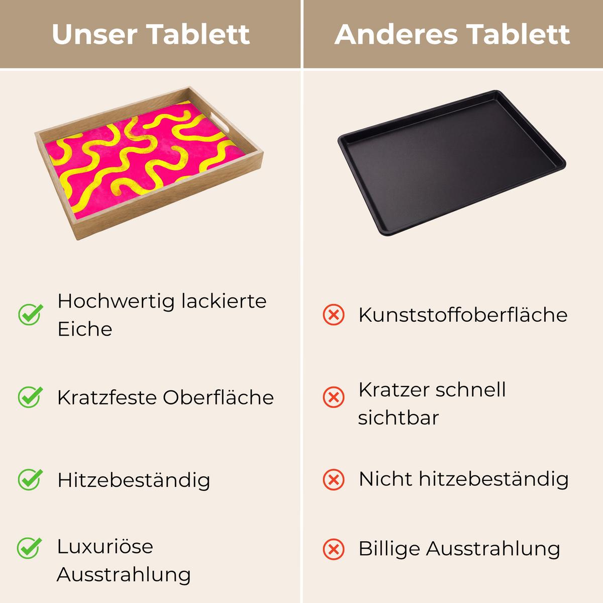 TABLETT Linie - Gelb - Abstrakt 50x35 cm - Pink, Holz (50/5/5cm) - OnlyWow