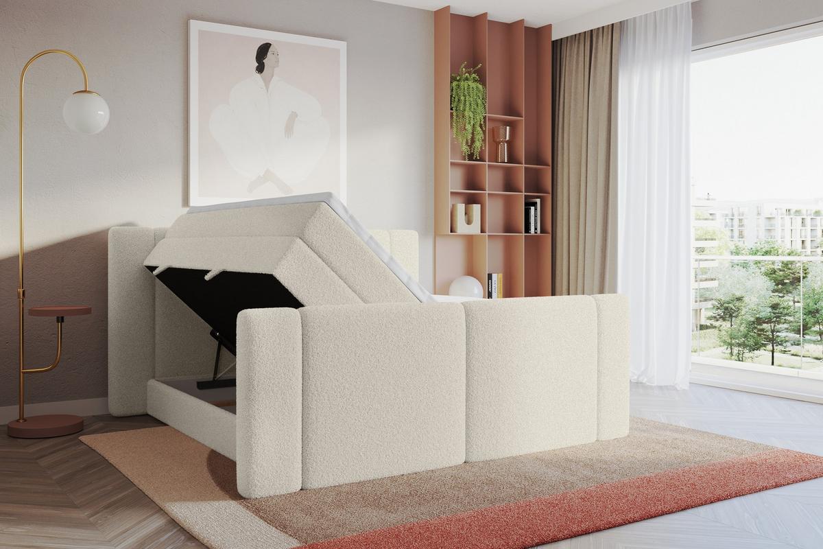 BOXSPRINGBETT mit Matratze H3/H4 - EVON KING Zanozek - 180x200 cm Beige - Kaschmir, Holzwerkstoff (180/200cm) - ALTDECOR