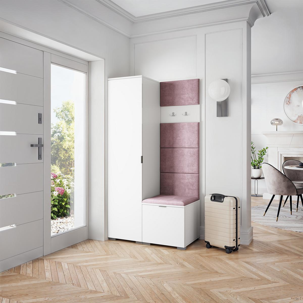 GARDEROBENSCHRANK LORI 95/181/51 cm Modern Garderobe-Set Weiß - Lila/Weiß, Holzwerkstoff (95/181/51cm) - MASSENO